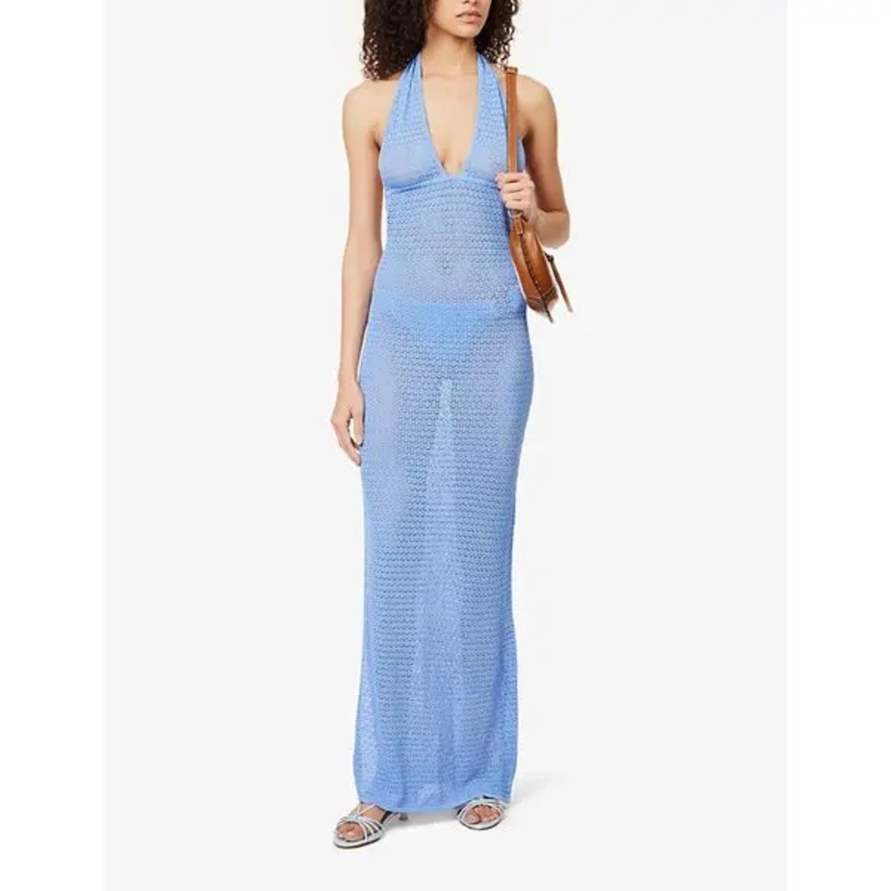 NEW Monday Swimwear Catania Dress Cover Up - Pool Lace Crochet - Pool Blue - S - Picture 7 of 16